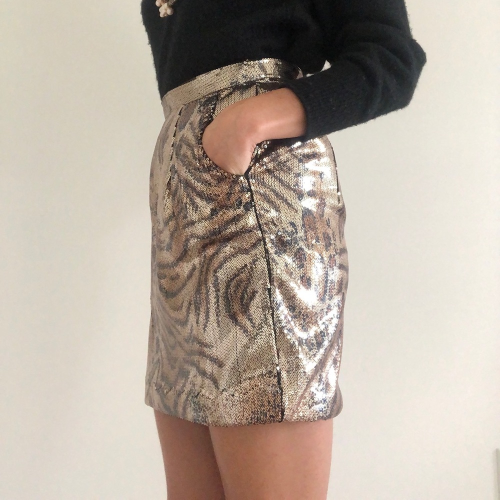 Sequence gold mini skirt (used)